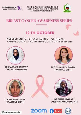 Poster for the CME Breast Cancer Awareness Series: Assessment of Breast Lumps (Clinical, Radiological and Pathological Assessment)