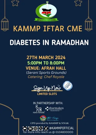 Poster for the CME KAMMP Iftar CME: Diabetes in Ramadhan