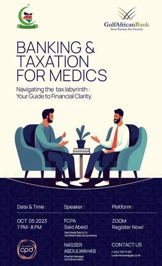 Poster for the CME Banking and Taxation for Medics